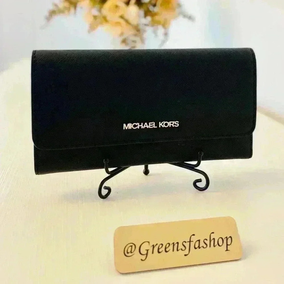 Michael Kors large trifold leather wallet black new - Picture 7 of 7